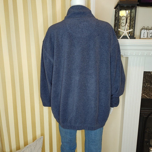 CROFT & BARROW SPORT FLEECE FUZZY HALF ZIP PULLOVER, BLUE L - Picture 4 of 7